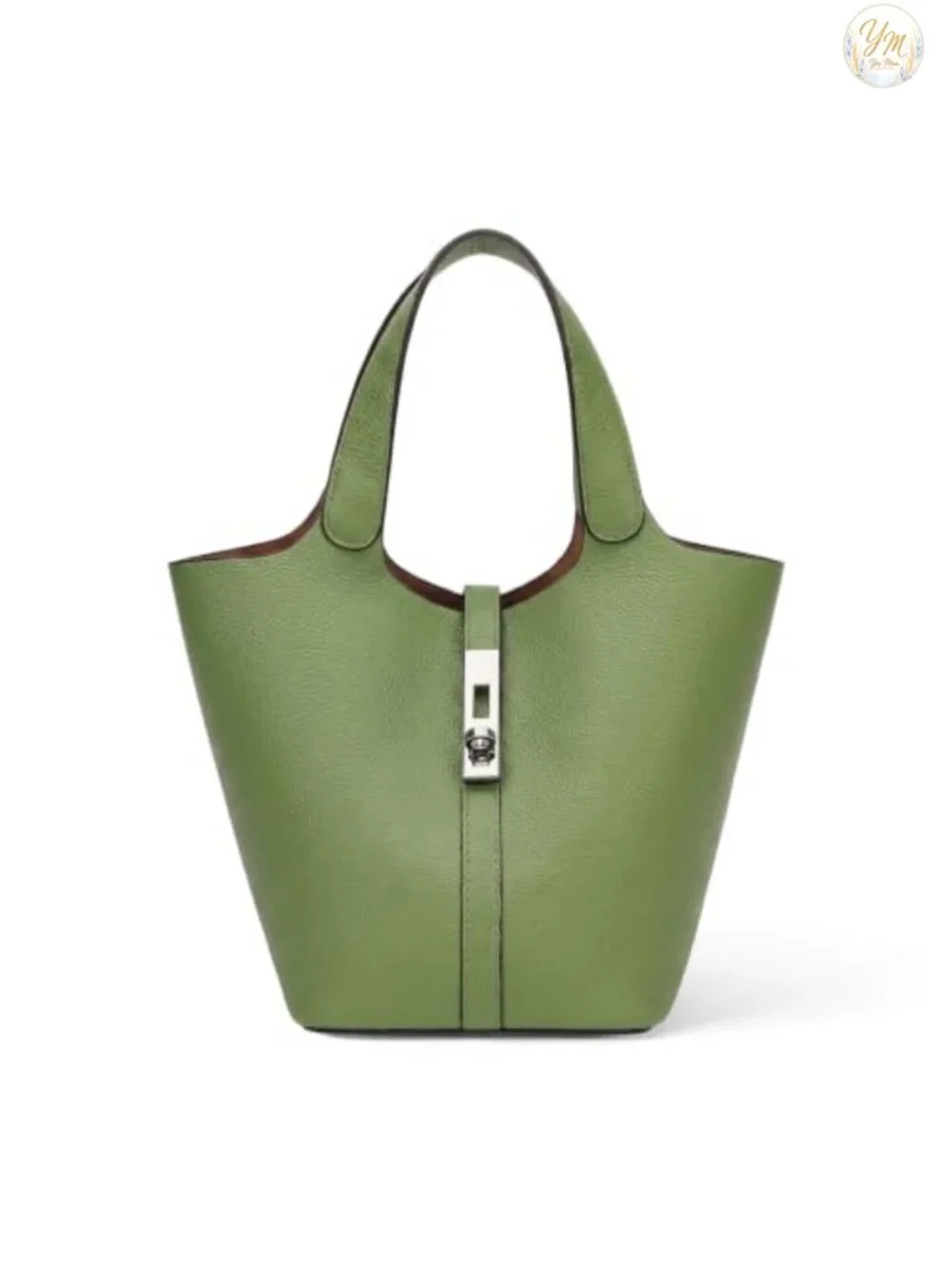 Vegan Leather Bucket Purse Top Handle Handbag with Detachable Pouch